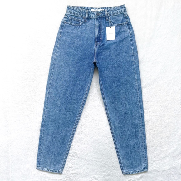 HIDDEN Zoey Tapered Mom High Rise Ankle Crop Acid Wash 100% Cotton Jeans - Picture 6 of 12